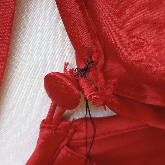 MLM 100 Silk Ruffled Slip Maxi Dress S Cherry Red - Picture 6 of 12